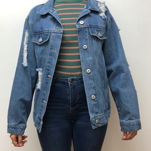 SOLD Ripped oversized jean jacket